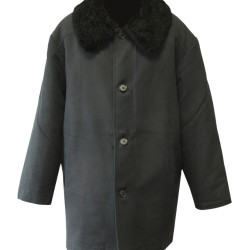 Woolen USSR Officer's black overcoat with astrakhan fur collar