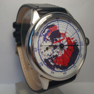 USSR Molnija watch "The map" Soviet mechanical 18 Jewels transparent wristwatch
