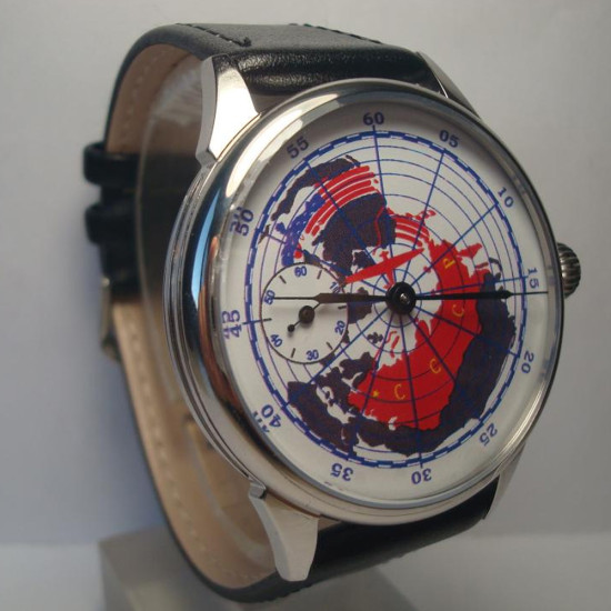 ソ連 Molnija 時計「ザ マップ」ソビエト機械式 18 宝石透明腕時計