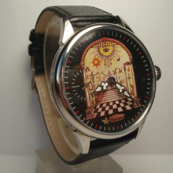 Raro orologio da polso meccanico vintage dell'URSS "Heaven's Gate" con 18 rubini