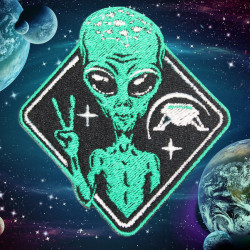Space Alien Embroidery Area 51 Invader Sew-on Sleeve patch