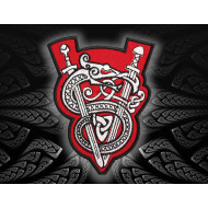 Ornamento celta bordado cosido en la manga hoja y parche de serpiente