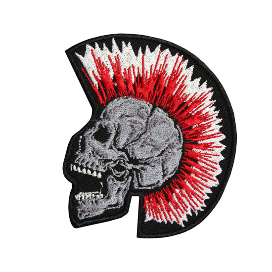 Halloween Skull PUNK Stickerei Klettverschluss / Bügelbild