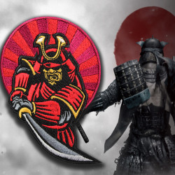 Samurai Japan Warrior in Armor bordado parche en la manga