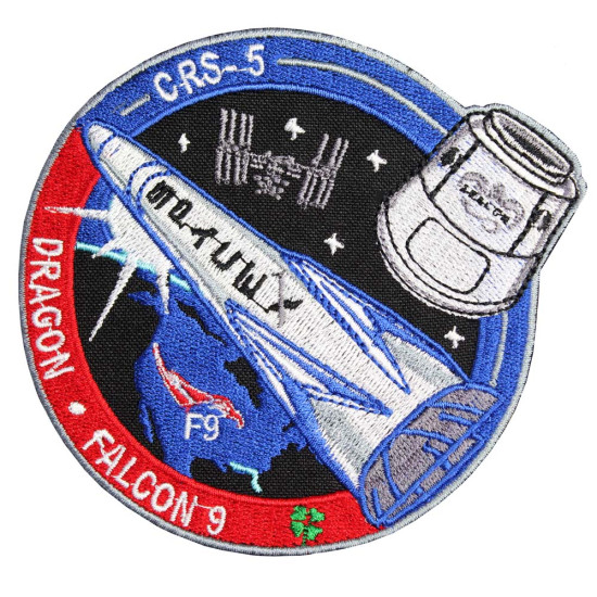 SpaceX CRS-5スペースドラゴンミッションファルコン-9 Nasaスリーブ刺繍パッチ