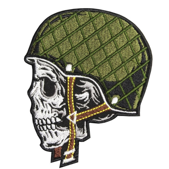 Parche para coser con bordado ruso de calavera militar en casco