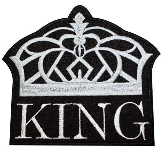 Parche de manga para coser bordado gris King Crown