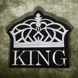 King Crown Grey Embroidery Sew-on Sleeve Patch