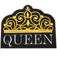 Toppa cucita sulla manica con ricamo grigio Queen Crown