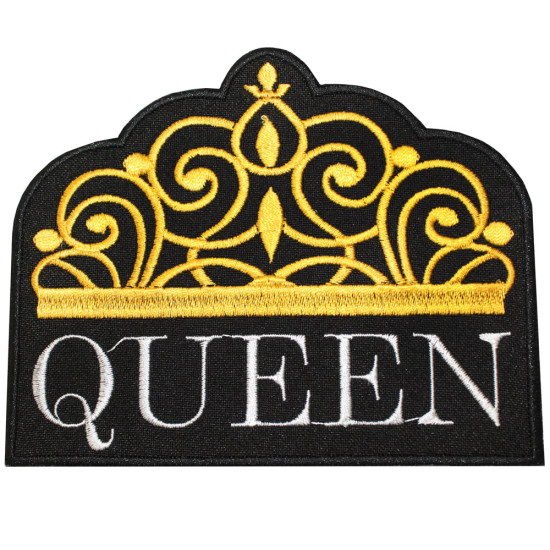 Queen Crown Grey Embroidery Sew-on Sleeve Patch