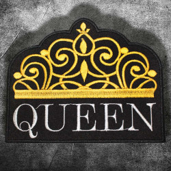 Parche de manga cosido bordado gris Queen Crown