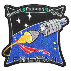 Space Mission Falcon 1 Space Flight 4 Parche bordado de manga Elon Musk