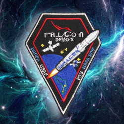 Patch à coudre Elon Musk à manches SpaceX US Space Mission Crew Dragon Demo-2 (ou DM-2)