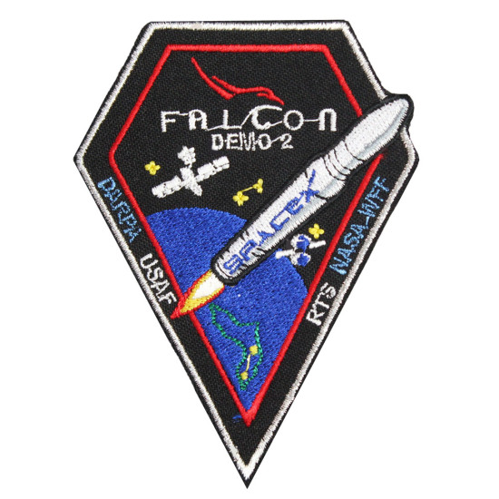 Patch à coudre Elon Musk à manches SpaceX US Space Mission Crew Dragon Demo-2 (ou DM-2)