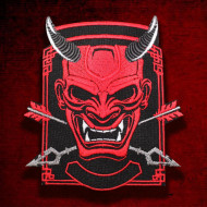 Devil Oni Demon's Stickerei mit aufgesetzten Ärmeln