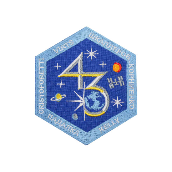 Expedition 43 ISS Space Mission Soyuz Patch cucita sulla manica ricamata