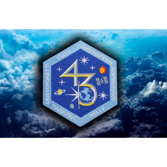 Expedition 43 ISS Space Mission Soyuz Patch cucita sulla manica ricamata