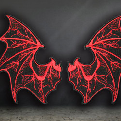 Ein Paar von Draculas Flügeln Stickerei Handgemachte Fledermausflügel aufgenäht gestickt Patch