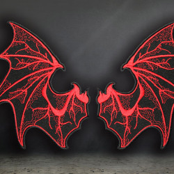 A Pair of Dracula's Wings Embroidery Handmade Bat Wing Sew-on Embroidered Patch