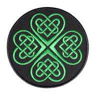 Ornamento celtico nodo verde Patch cucito / termoadesivo ricamato a mano # 6