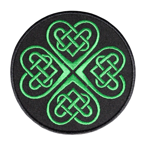 Knoten keltische Verzierung Grün Handgemachtes gesticktes Aufnähen / Aufbügeln Patch # 6