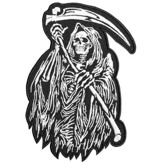 死神の死神の頭蓋骨の刺繡ハロウィーンパッチ