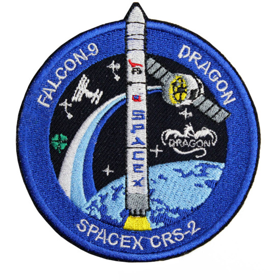 SpaceX CRS-2 Space Dragon Mission Falcon-9 Nasa sleeve Sew-on Embroidered patch