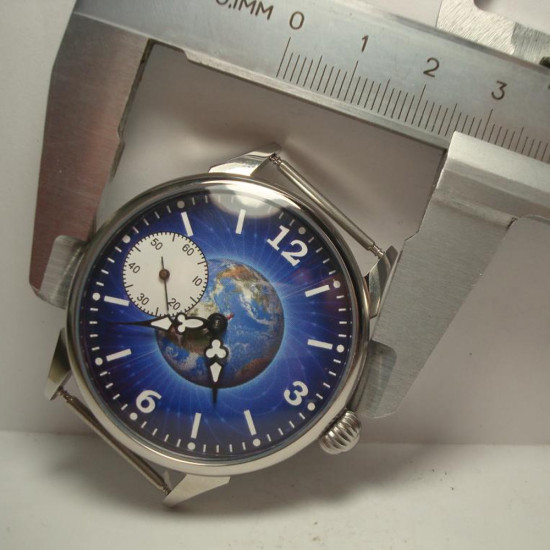 Mechanical Soviet Watch transparent Earth USSR wristwatch