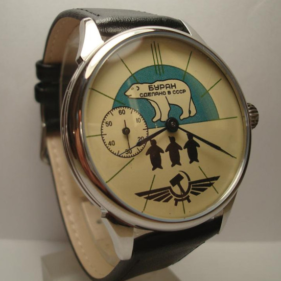 Montre-bracelet transparente à l'ours polaire Molnija soviétique Vitange
