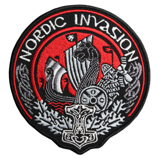 Patch ricamata sulla manica da cucire Nordic Invasion Scandinavia