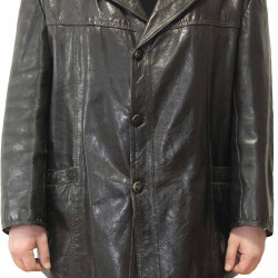 Genuine Soviet Officers leather overcoat USSR black coat