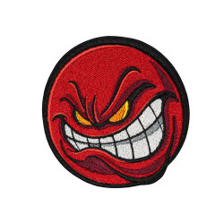 Patch in velcro / termoadesivo per ricamo viso sorriso arrabbiato