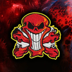 Fire Red Skull Embroidery Velcro / Iron-on Patch