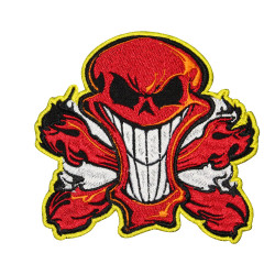 Fire Red Skull Embroidery Velcro / Iron-on Patch