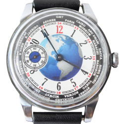Poljot Mechanical Soviet Watch non transparent Earth USSR Vintage Watch