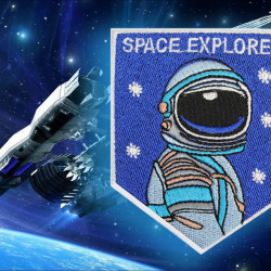 Space Explorer Sew-on Sleeve Embroidered Handmade Patch