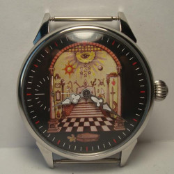 Raro orologio da polso meccanico vintage dell'URSS "Heaven's Gate" con 18 rubini