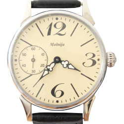 Montre-bracelet Molnija blanche 18 rubis avec pierre sur bouton de vent