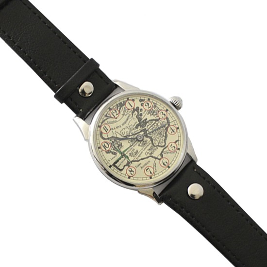 Molnija vintage reloj de pulsera ruso con mapa del viejo mundo