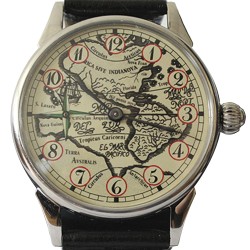Molnija vintage reloj de pulsera ruso con mapa del viejo mundo