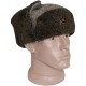 Vintage grüne Uschanka-Hut des Offiziers der sowjetischen Roten Armee Russischer Soldat aus echtem Woll-Ohrenklappenhut