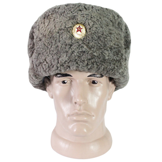 Original Soviet Union State Security Border Guards Winter Earflaps Military Grey Hat Ushanka