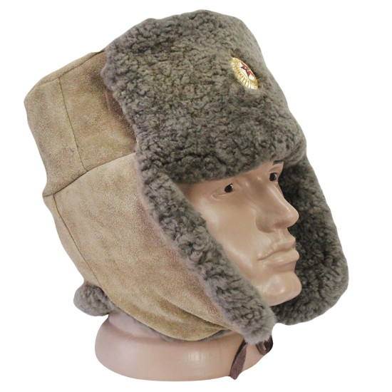 Original Soviet Union State Security Border Guards Winter Earflaps Military Grey Hat Ushanka