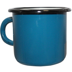 Tazza da campeggio da 250 ml in metallo blu smaltato di fabbricazione tedesca