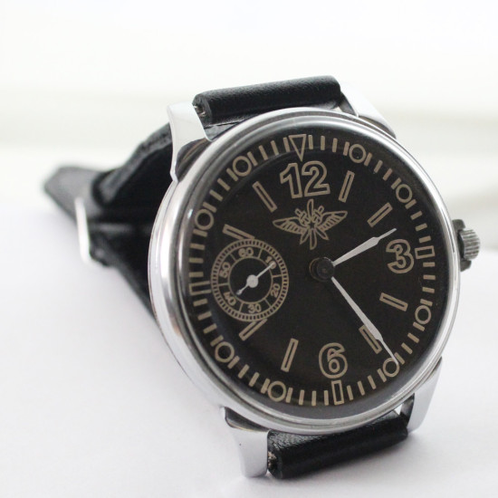 Reloj de pulsera de piloto de la fuerza aérea soviética Molnija 18 joyas