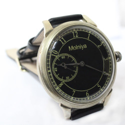 Soviet mechanical wristwatch MOLNIYA black export optional transparent back