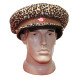 Vintage Soviet Union military Officer Leopard brown leather USSR visor hat
