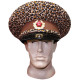 Cappello sovietico con visiera in pelle marrone leopardo generale russo dell'URSS