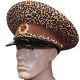 URSS Gorra de visera de cuero marrón Leopardo general ruso Sombrero soviético