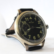 Classico orologio da polso pilota sovietico nero non trasparente MOLNIJA
